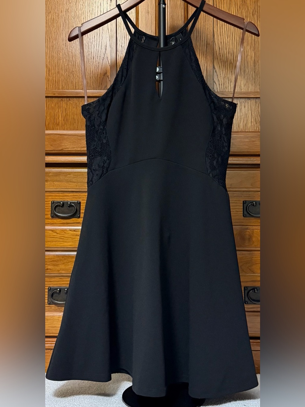 Speechless High Keyhole Neck Lace Panel Fit & Flare Dress HOCO Goth Glam LBD